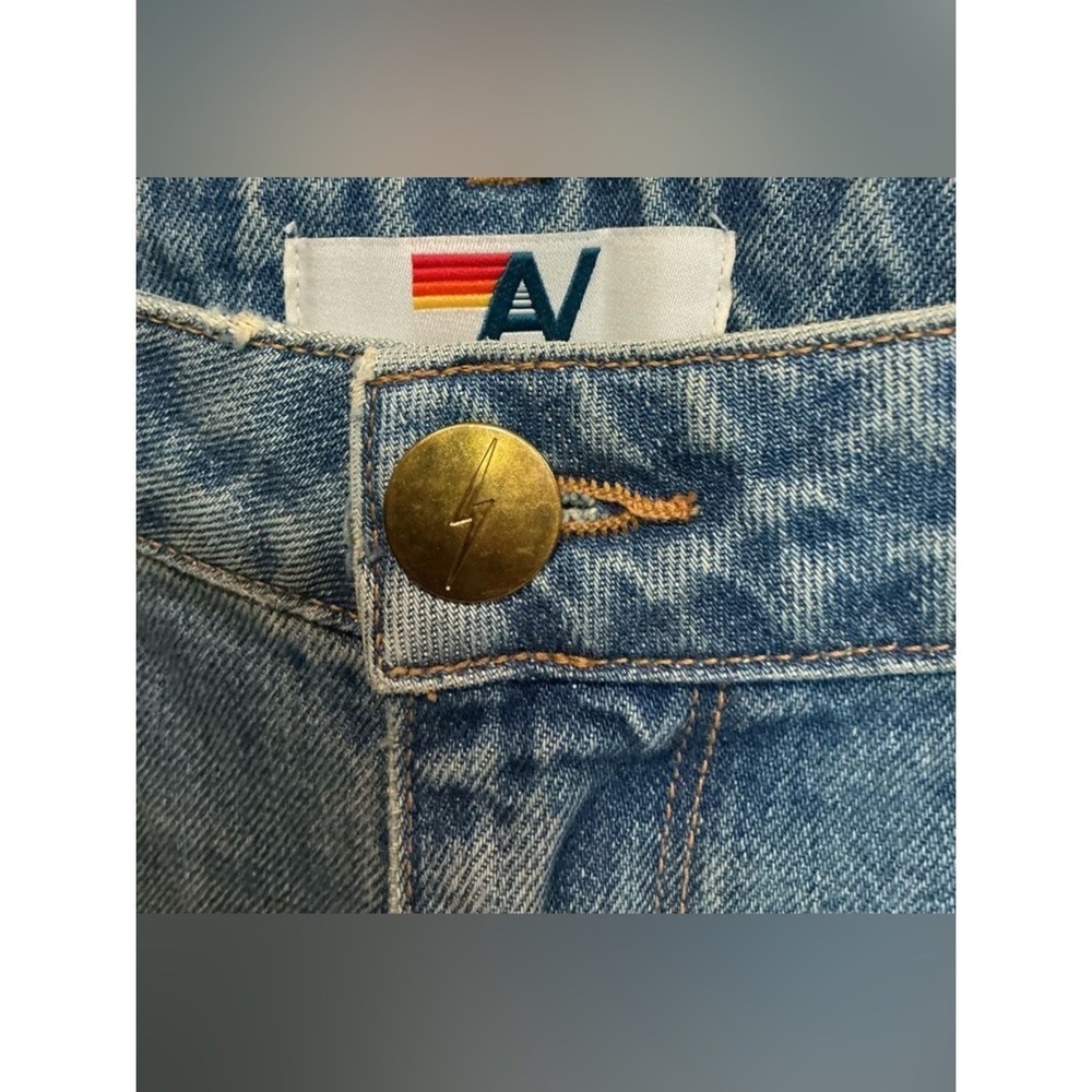 Aviator Nation Canyon Crop Jeans Mid Rise Vintage Medium Wash Distressed 30 - Picture 6 of 8